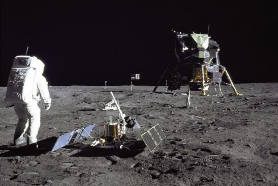 Astronaut Buzz Aldrin on the moon's surface