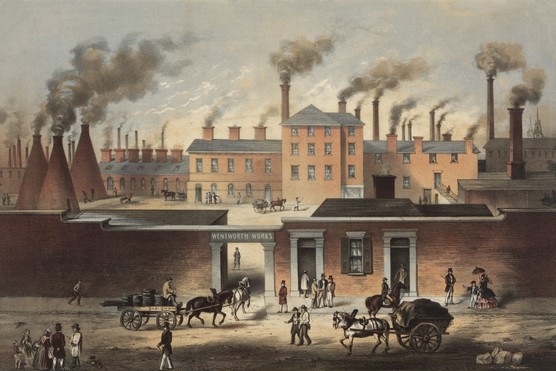 A c1860 depiction of Wentworth Works steel manufacturer in Sheffield