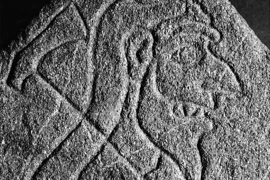 This is the famous Rhynie Man carved stone, thought to be Pictish in date. (Photo by © Aberdeenshire Council Archaeology Service: www.aberdeenshire.gov.uk/archaeology)