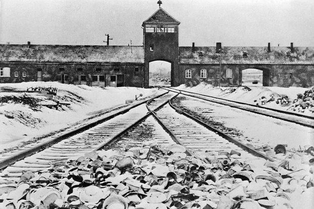 Entrance to the German concentration camp of Auschwitz-Birkenau in Poland