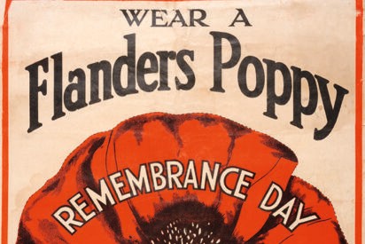 circa 1923: A Remembrance Day poster issued by the British Legion after World War One, reminding people to wear a Flanders poppy on November 11th. (Photo by Bob Thomas/Popperfoto via Getty Images/Getty Images)