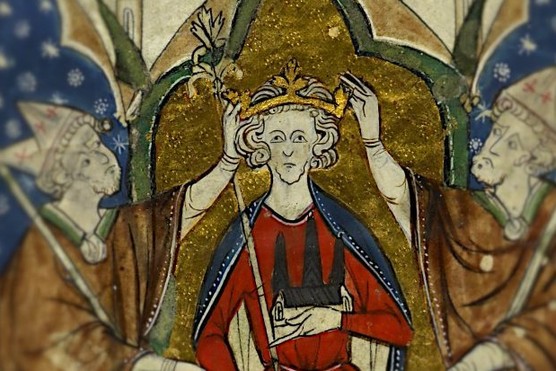 An illustration of the coronation of King Henry III in the 13th century.