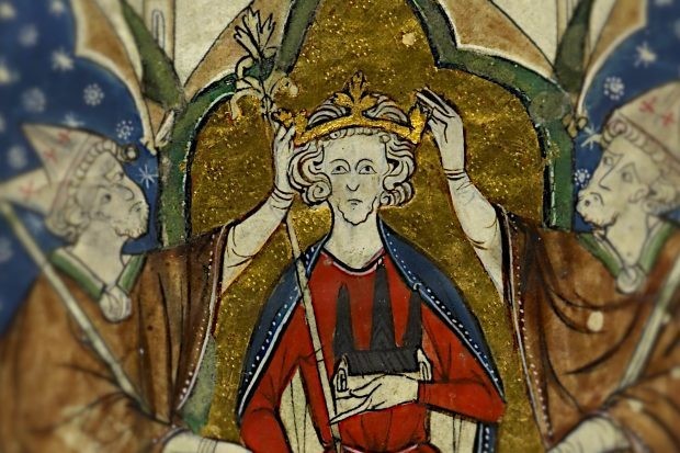 An illustration of the coronation of King Henry III in the 13th century.