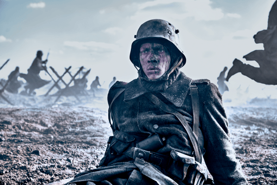 A still from a new adaptation of All Quiet on the Western Front shows actor Felix Kammerer as a WW1 soldie